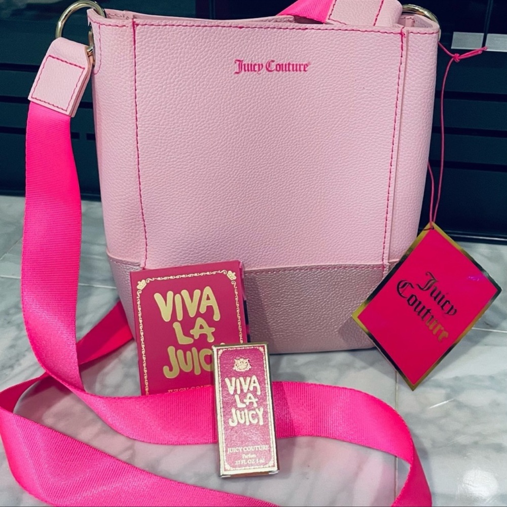 Juicy Couture Pink Crossbody bag & two matching perfumes! Functional Fun in Pink